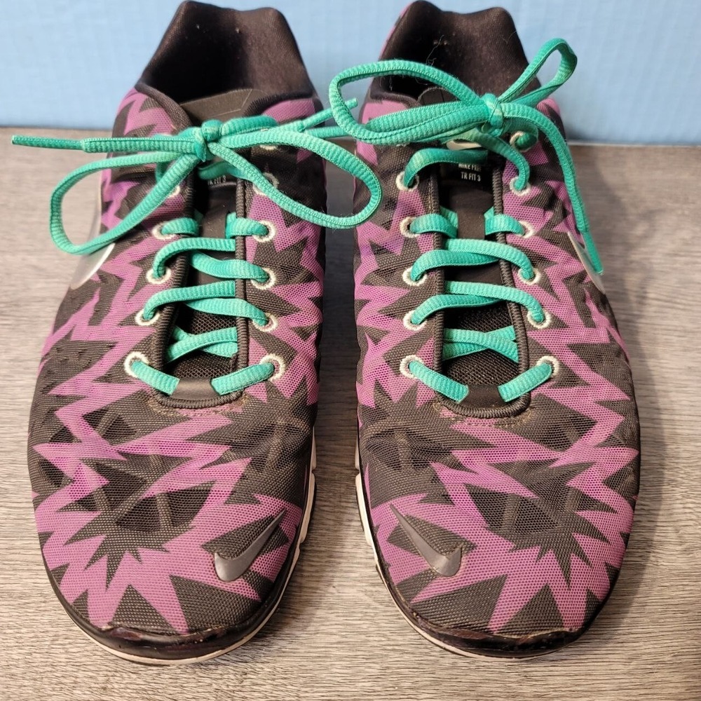 Nike Free TR Fit 3 Running‎ Race Shoes Womens US 9 Purple Black Teal Swoosh Logo